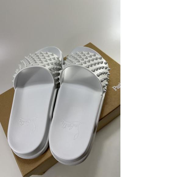 Pool Fun Donna White Studded Sandal Slides WOMEN'S E094 - Picture 4 of 12